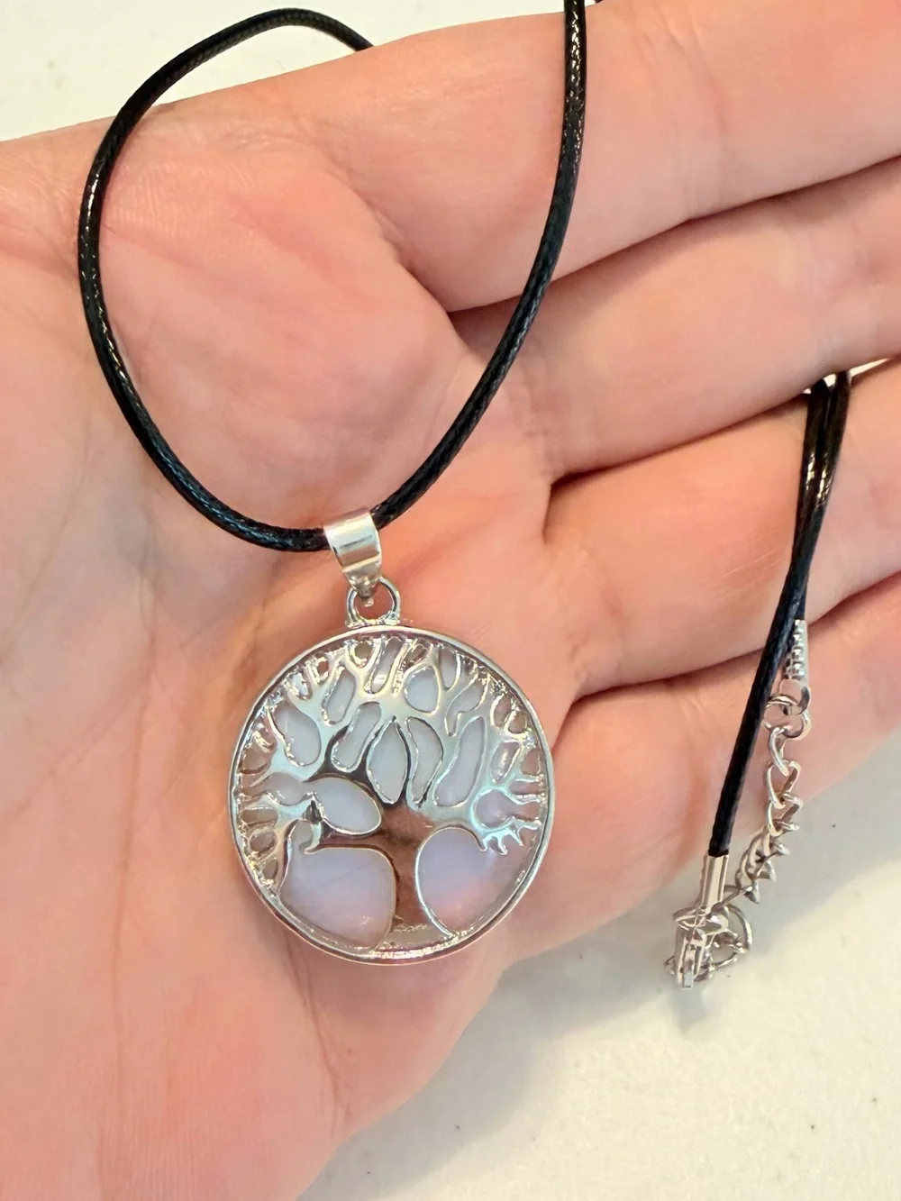 Silver White Tree Of Life Pendant Necklace.